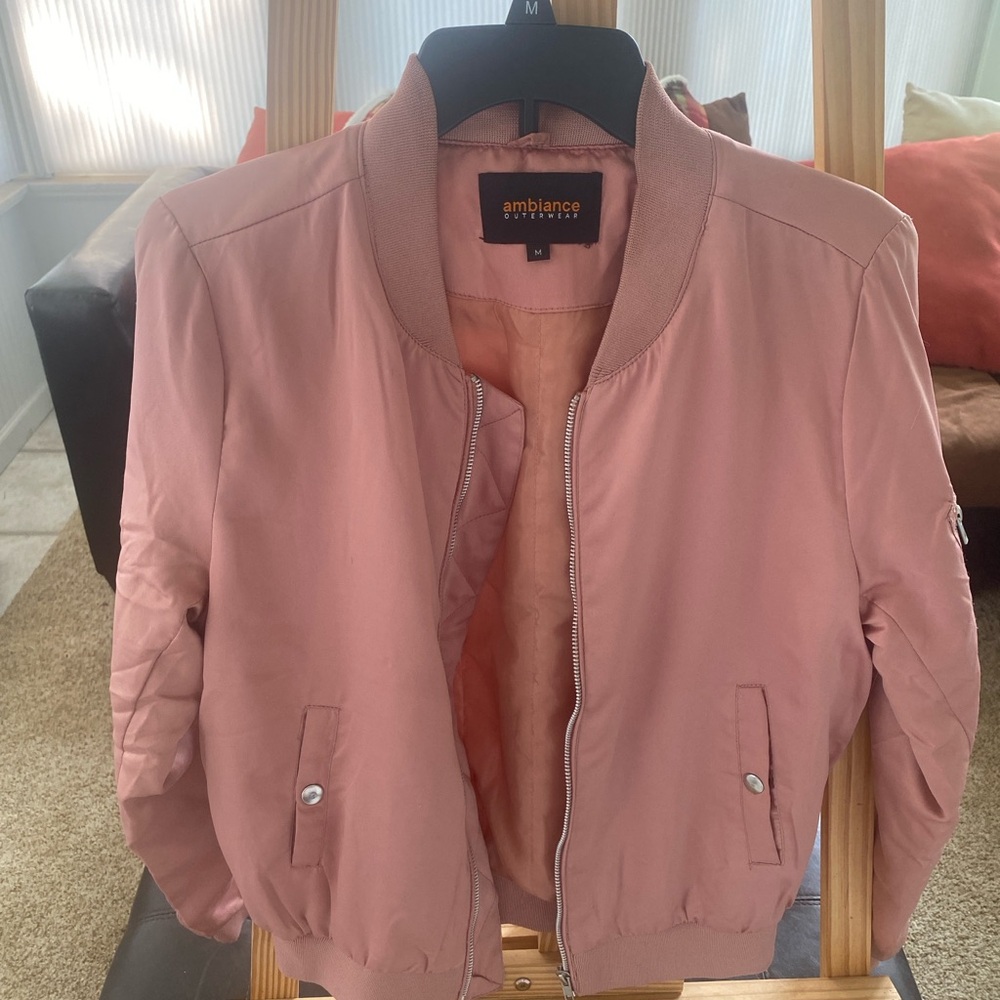 Ambiance Blush Pink Bomber Jacket SZ M